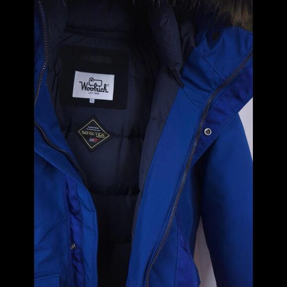 [SOLD] NWT WOOLRICH Men's Sz US L Arctic Down Parka Royal Blue GORETEX FUR HOOD - Picture 7 of 9